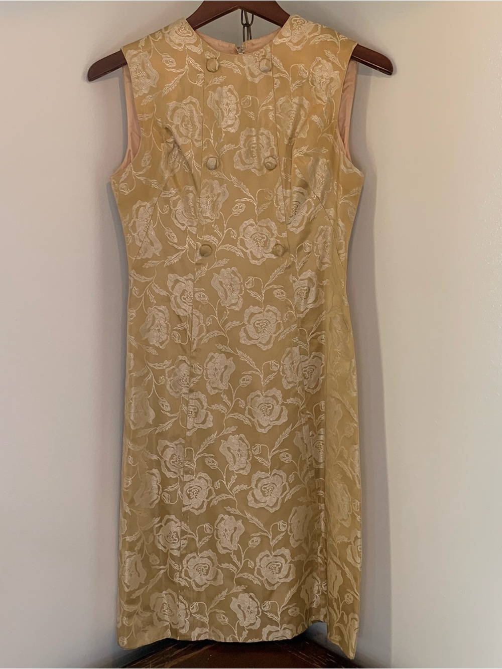 Vintage Gold Damask Midi Dress